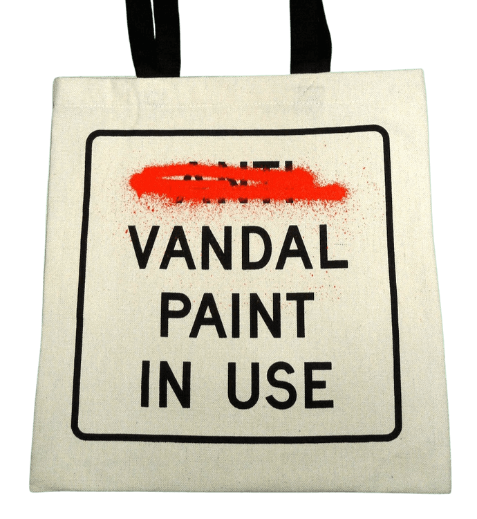 Anti Vandal Paint in Use (Tote Bag - Cut and Run)