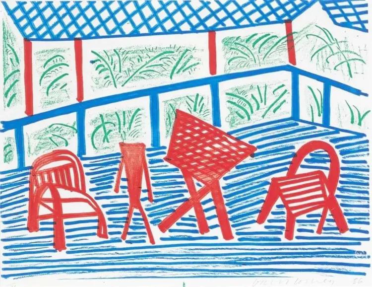 Two Red Chairs And Table