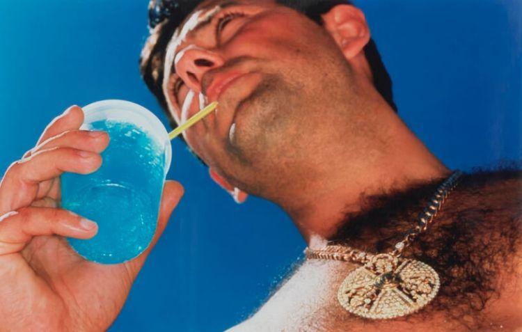 Man Drinking Blue Liquid 