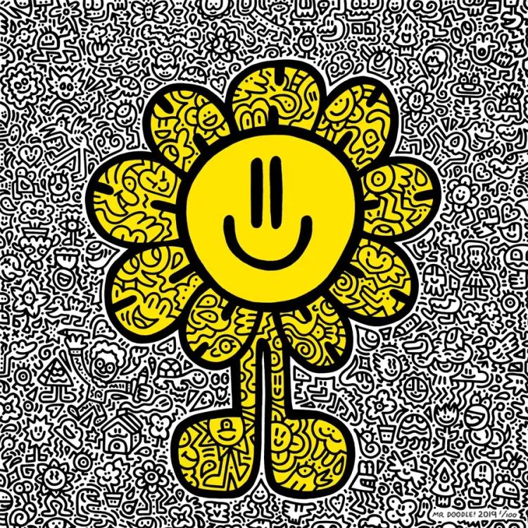 Yellow Flower Print by Mr. Doodle - Buy & Sell Mr. Doodle Prints