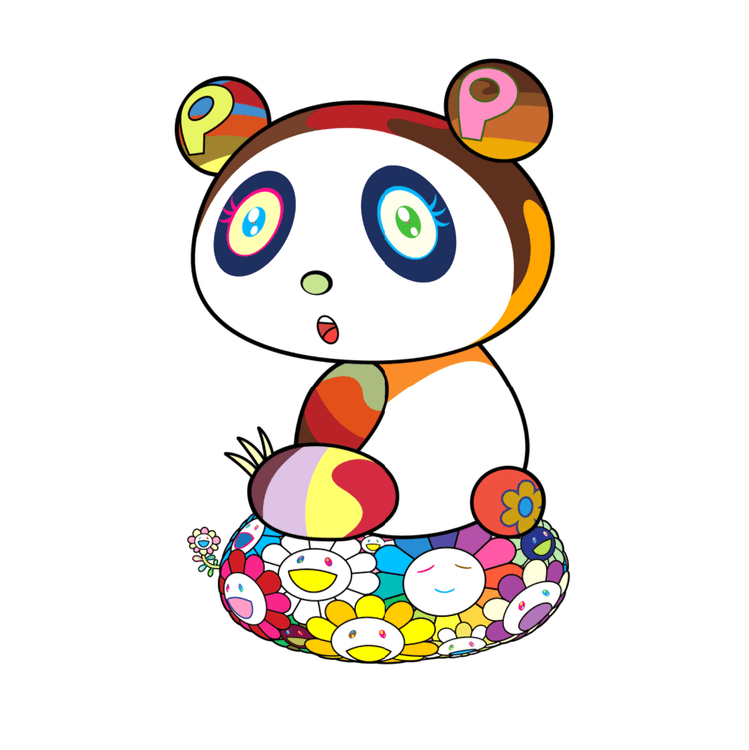 Panda Cub On a Flower Cushion