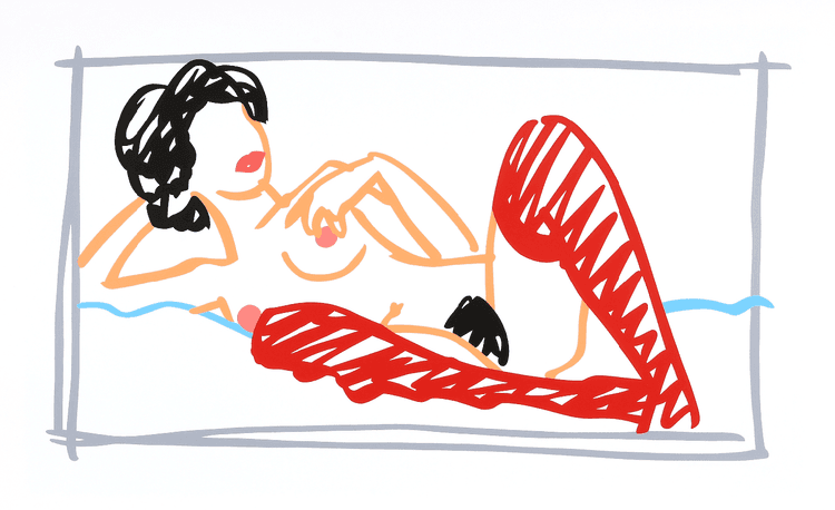 Fast Sketch Red Stocking Nude
