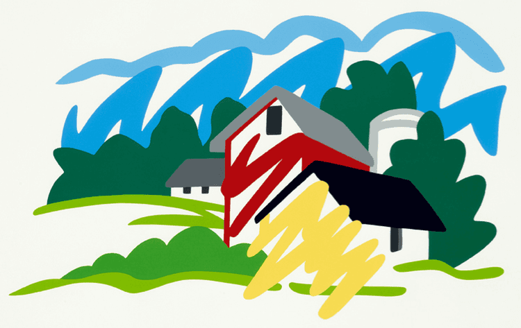 House and Barn in Distance