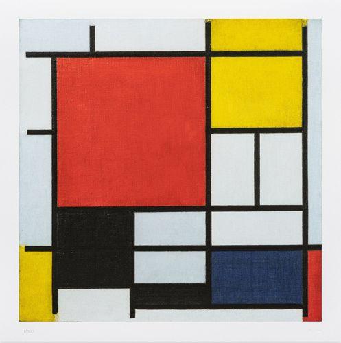 Composition with Large Red Plane, Yellow, Black, Gray, and Blue