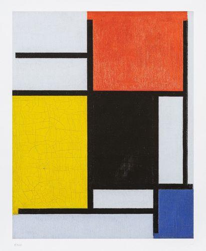Composition with Red, Yellow, Black, Blue, and Gray
