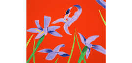 Artwork - Purple Irises on Red