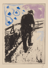Artwork - Man Walking Up A Snowy Slope