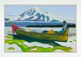 Artwork - Salish Canoe and Mount Tahoma