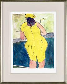 Woman in Red Lion Pub (2011) (Framed)