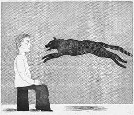 A Black Cat Leaping