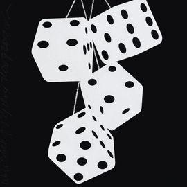 White Black Fuzzy Dice