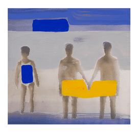 Artwork - Seaside, 1 Woman, 2 Men