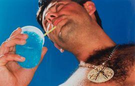 Man Drinking Blue Liquid 