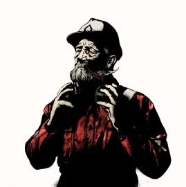 Artwork - Portrait Of A Pipe Smoking Fisherman (Red)