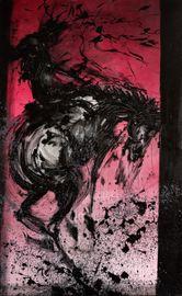 Artwork - Horse & Rider - Bucking Red