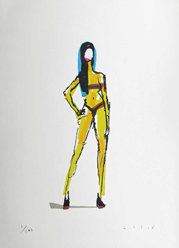 Anthony Lister, ‘Warm Yellow Dancer’, 2007, Print, Hand embellished ink on 245gsm archival museum quality paper, Self Released, Numbered, Handfinished