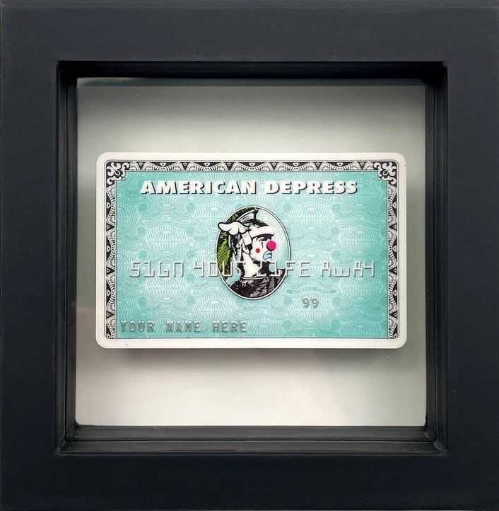 Banksy, ‘American Depress Credit Card - BANKSY Stamped (Framed)’, 2015, Collectible, Faux American Express credit card, null, Framed