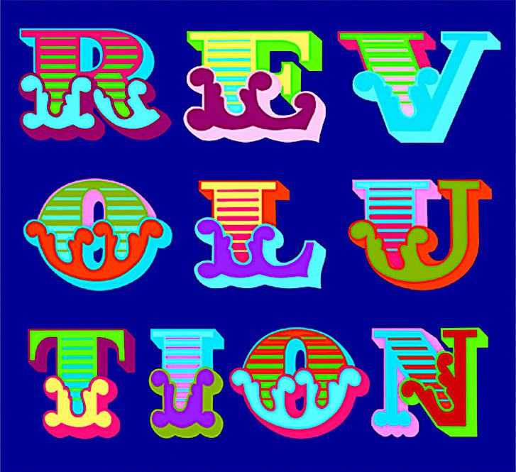 Ben Eine, ‘Revolution (Navy)’, 05-11-2014, Print, 12 Color hand pulled screenprint with UV screen, Stolen Space, Numbered