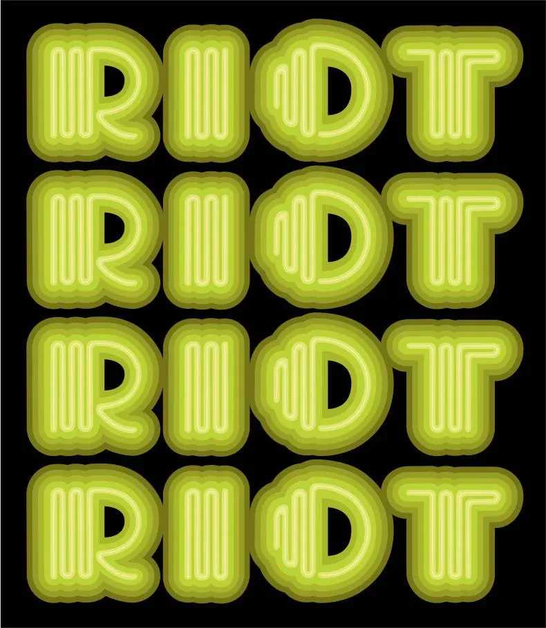 Ben Eine, ‘Riot (Acid Green)’, 01-08-2015, Print, 9 Color hand pulled screen print with UV screen, Elephants And Castles, Numbered