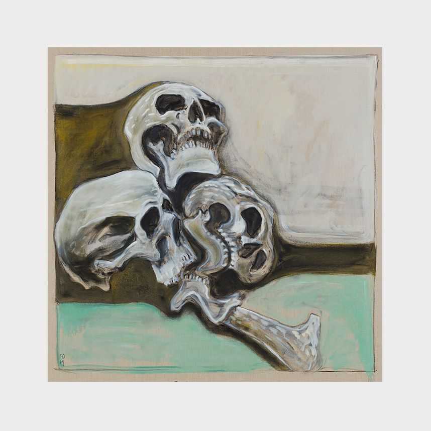 Billy Childish, ‘Skulls with femur’, 2019, Print, Archival reproduction print on heavy matt stock, L-13 Light Industrial Workshop, Numbered