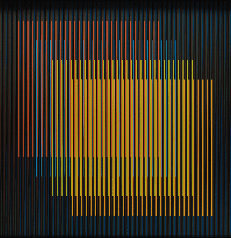 Carlos Cruz-Diez, ‘Cromointerferencia Espacial 46’, 2017, Print, Chromography on aluminum and elastic band, null, Numbered