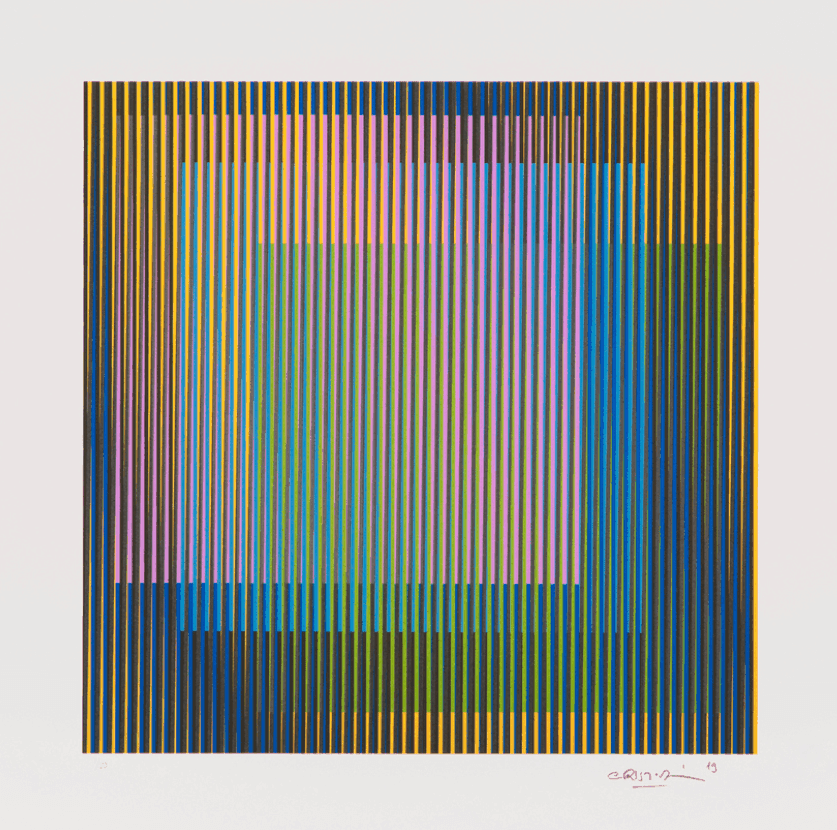Carlos Cruz-Diez, ‘Induction Chromatique à Double Fréquence Fanal-Basel I’, 2019, Print, Sérigraphie sur papier, null, Dated