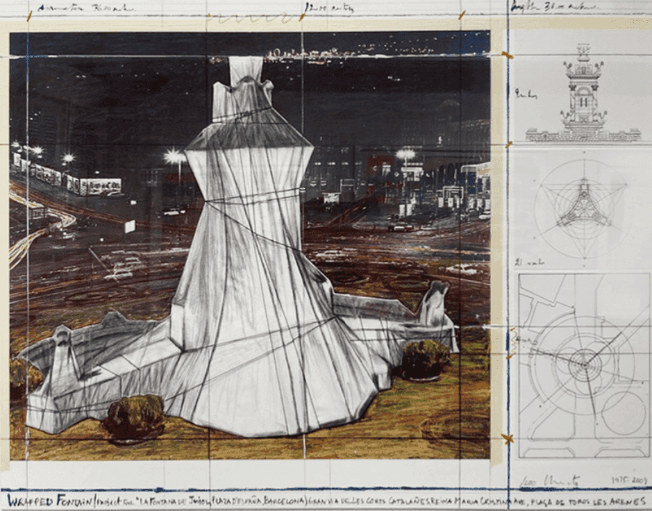 Christo and Jeanne-Claude, ‘Wrapped Fountain’, 2009, Print, Lithograph, Collage, null, Numbered