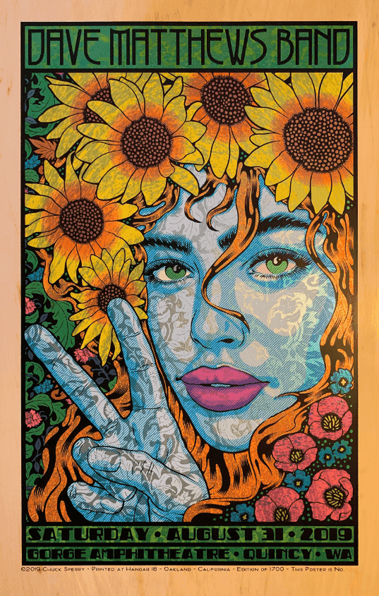 Chuck Sperry, ‘Dave Matthews Band, Gorge Amphitheatre (Wood Grain Edition)’, 2019, Print, 6 colors on hand-embellished wood grain paper, null, Numbered