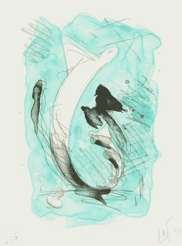 Claes Oldenburg, ‘Sketch for a Sculpture in the Form of a Dress Collar and Tie, with Stud’, 1994, Print, Lithograph in colors o, Store Days, Numbered, Dated