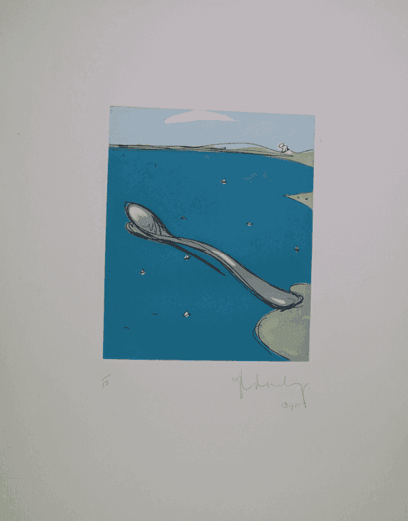 Claes Oldenburg, ‘Spoon Pier’, 1975, Print, Etching on paper, Landfall Press, Dated