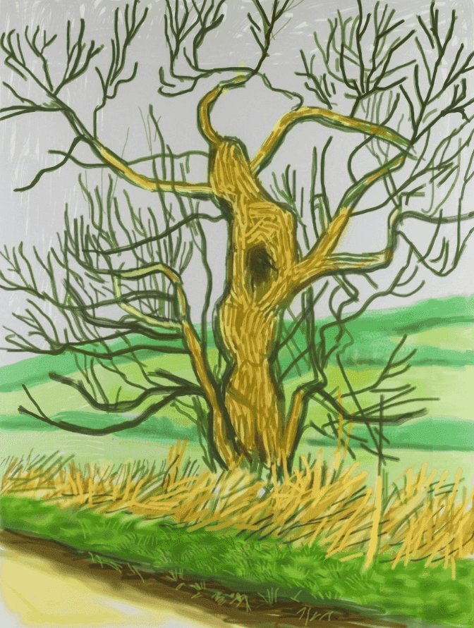 David Hockney, ‘The Arrival Of Spring In Woldgate East Yorkshire 22nd March 2011’, 2011, Print, iPad drawing in colours on wove paper, null, Numbered