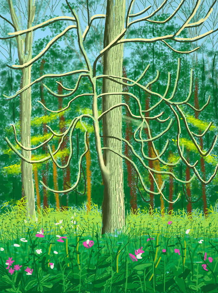 David Hockney, ‘The Arrival Of Spring In Woldgate East Yorkshire 4th May 2011’, 2011, Print, iPad drawing printed in colours on four sheets of paper, mounted on four sheets of Dibond, null, Numbered