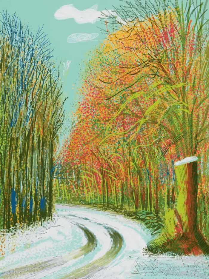 David Hockney, ‘The Arrival Of Spring In Woldgate East Yorkshire 8th January 2011’, 2011, Print, iPad drawing in colours on wove paper, null, Numbered