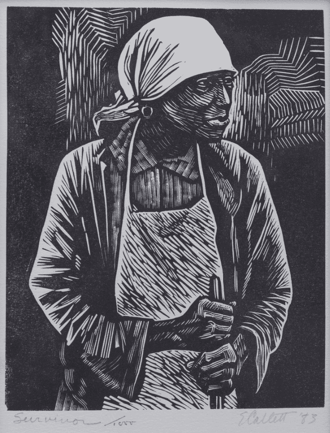 Elizabeth Catlett, ‘Survivor’, 1983, Print, Linoleum block print, null, Numbered, Dated