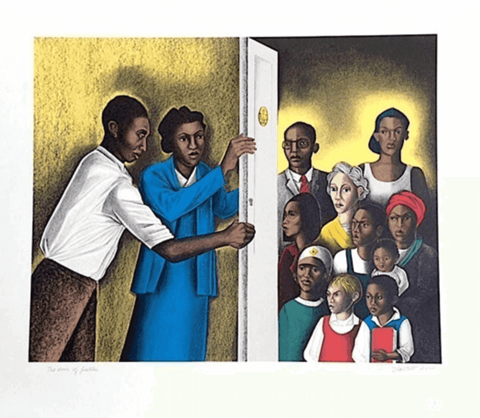 Elizabeth Catlett, ‘The Door of Justice’, 2000, Print, Lithograph, null, Numbered, Dated