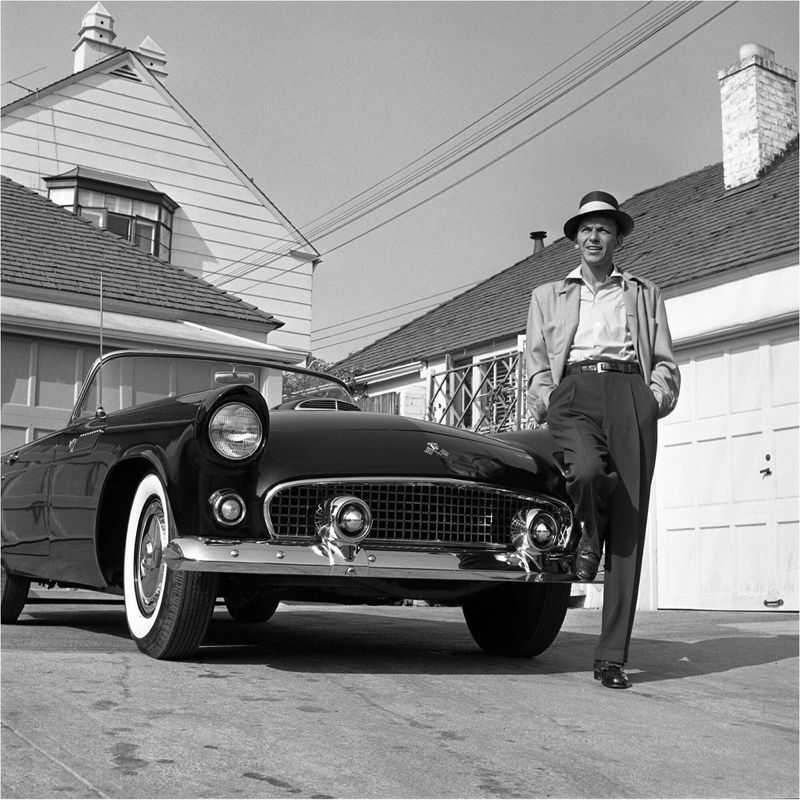 Frank Worth, ‘Frank Sinatra Standing on Thunderbird 1955 by Frank Worth’, 1955, Photography, Fine art print, null,