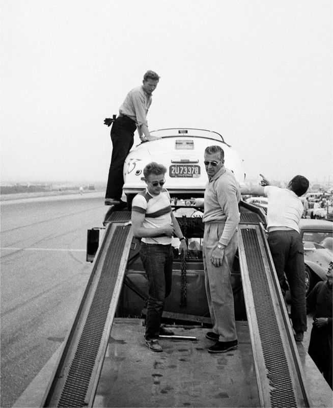 Frank Worth, ‘James Dean Standing with Porsche at Car Rally’, 1956, Photography, Fine art print, null,