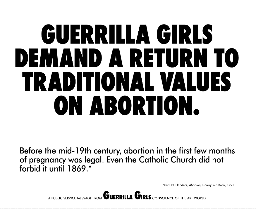 Guerrilla Girls, ‘Guerrilla Girls Demand a Return to Traditional Values on Abortion’, 1992, Print, Off-set Print on Paper, null,
