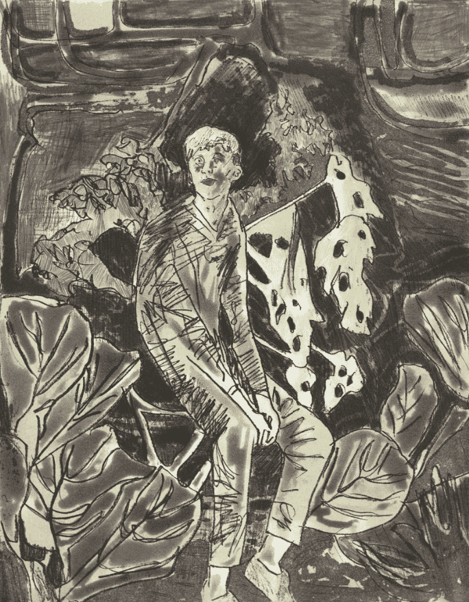 Hernan Bas, ‘The Difference Was Clear to Everyone But Him (Dumbstruck)’, 2013, Print, Softground, spitbite,flatbite,aquatint and burnishing, PaulsonBott Press,