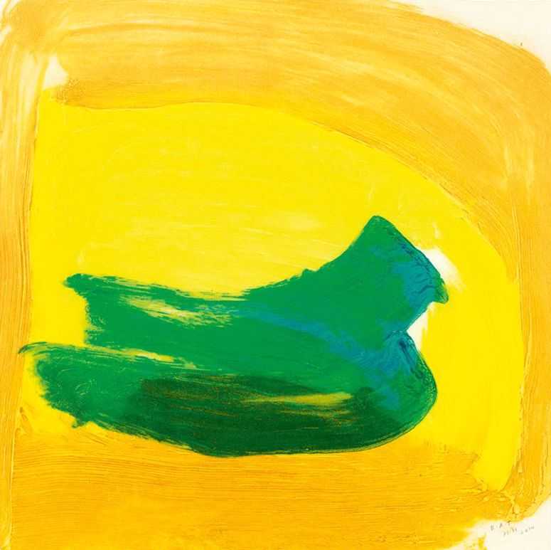 Howard Hodgkin, ‘Green Thought’, 2014, Print, Carborundum relief from two plates printed sequentially with Naples Yellow, Yellow Ochre, Cadmium Yellow Dark, and Emerald Green on Moulin du Gué 350gsm paper, Cristea Roberts Gallery, Numbered, Dated