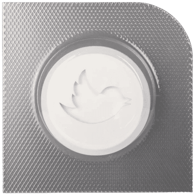 Imbue, ‘Social Disorder XL (Twitter)’, 2021, Sculpture, Large cast resin pill in a vacuum formed blister pack with a laser cut, metallic acrylic back, Imbue Source, Numbered