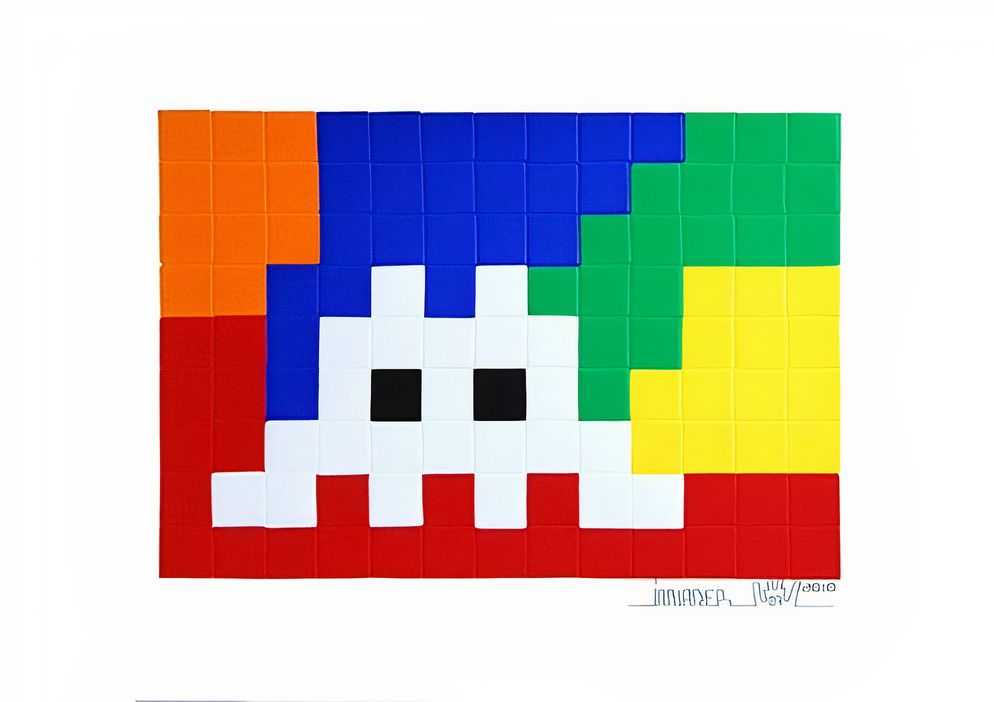 Invader, ‘Home (Lego White)’, 2010, Print, Embossed screenprint printed with reflective foil inks, Pictures on Walls, Numbered, Dated