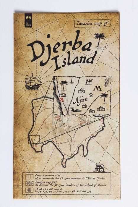 Invader, ‘Invasion Map of Djerba Island’, 2020, Book, Offset lithograph, 4 colors processed on both sides; folded paper map of Djerba Island, Tunisia., null,