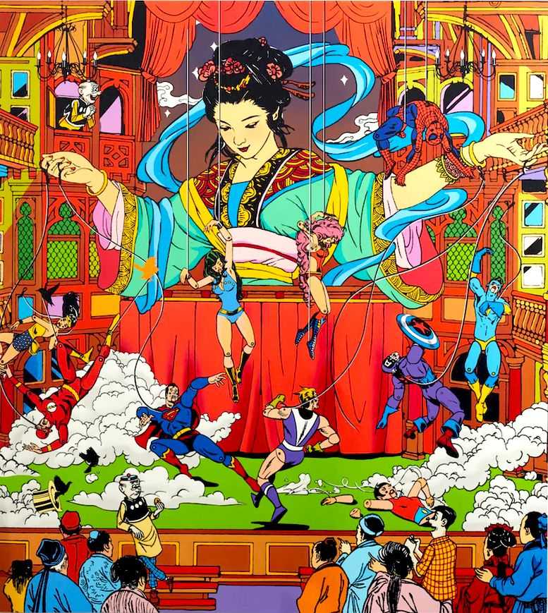 Jacky Tsai, ‘Puppets (2021)’, 24-11-2021, Print, 40 colour silk screenprint, with silver embellishment and spot varnishing on Somerset Tub Sized 410gsm paper, Institut Editions, Numbered