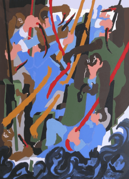 Jacob Lawrence, ‘Revolt on the Amistad from Toussant L'Ouverture’, 1989, Print, Screenprint, null,