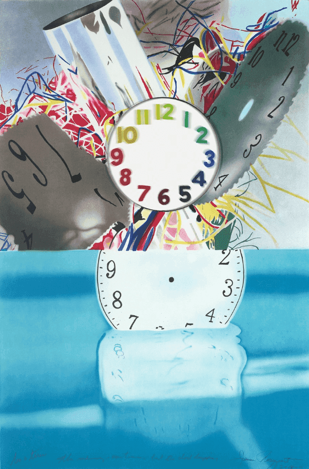 James Rosenquist, ‘The Memory Continues but the Clock Disappears’, 2011, Print, Framed lithograph in 9 colors with an etched, hand-colored, rotating mirror, Universal Limited Art Editions, Numbered, Dated