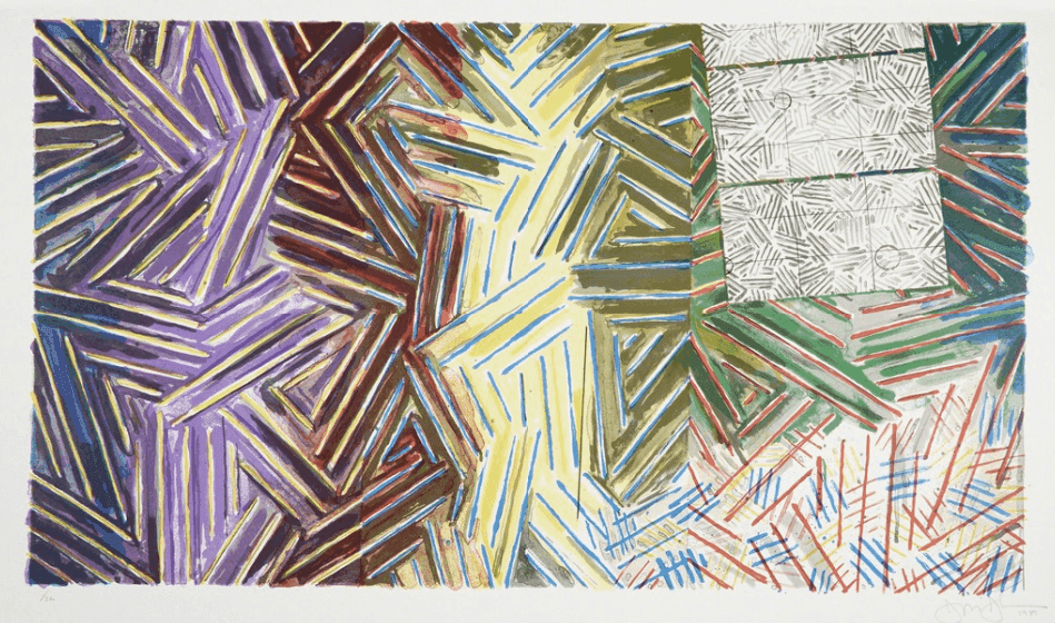 Jasper Johns, ‘Between The Clock And The Bed’, 1989, Print, Color lithograph on John Koller HMP paper, Universal Limited Art Editions, Inc., Numbered, Dated