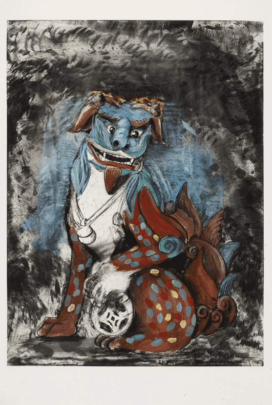 Jim Dine, ‘Fo Dog in Hell’, 1990, Print, Etching with roulette and hand-coloring in acrylic Rives BFK paper, null, Numbered