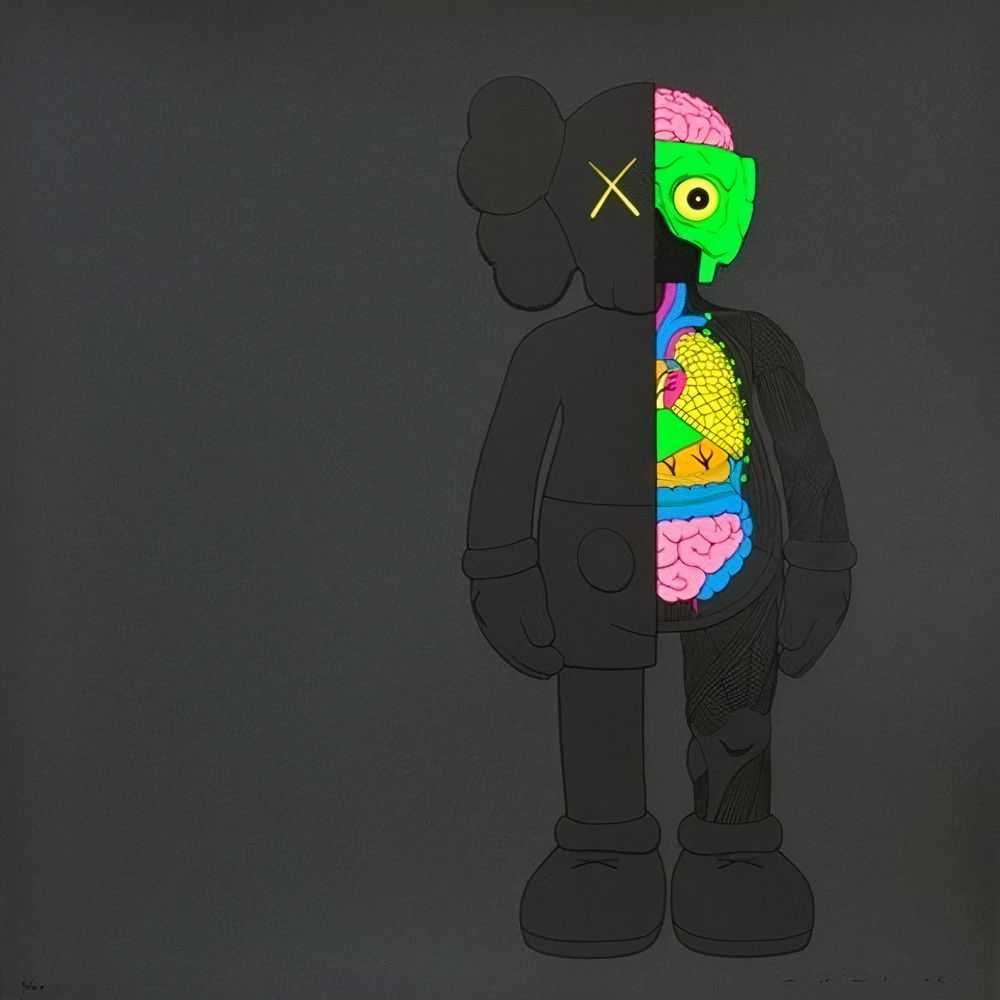 Kaws, ‘Dissected Companion Print (Black)’, 2007, Print, Screenprint on Saunders Waterford 425gm HP High White Paper, Kawsone, Numbered, Dated
