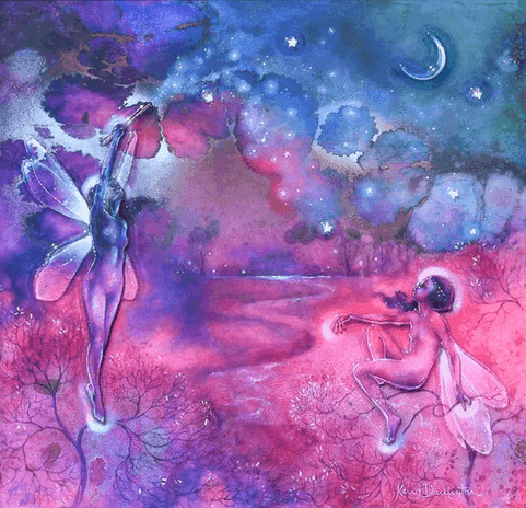 Kerry Darlington, ‘The Night Faeries’, 2024, Print, Mixed Media with metallic leaf on resin with a matte finish, null, Framed